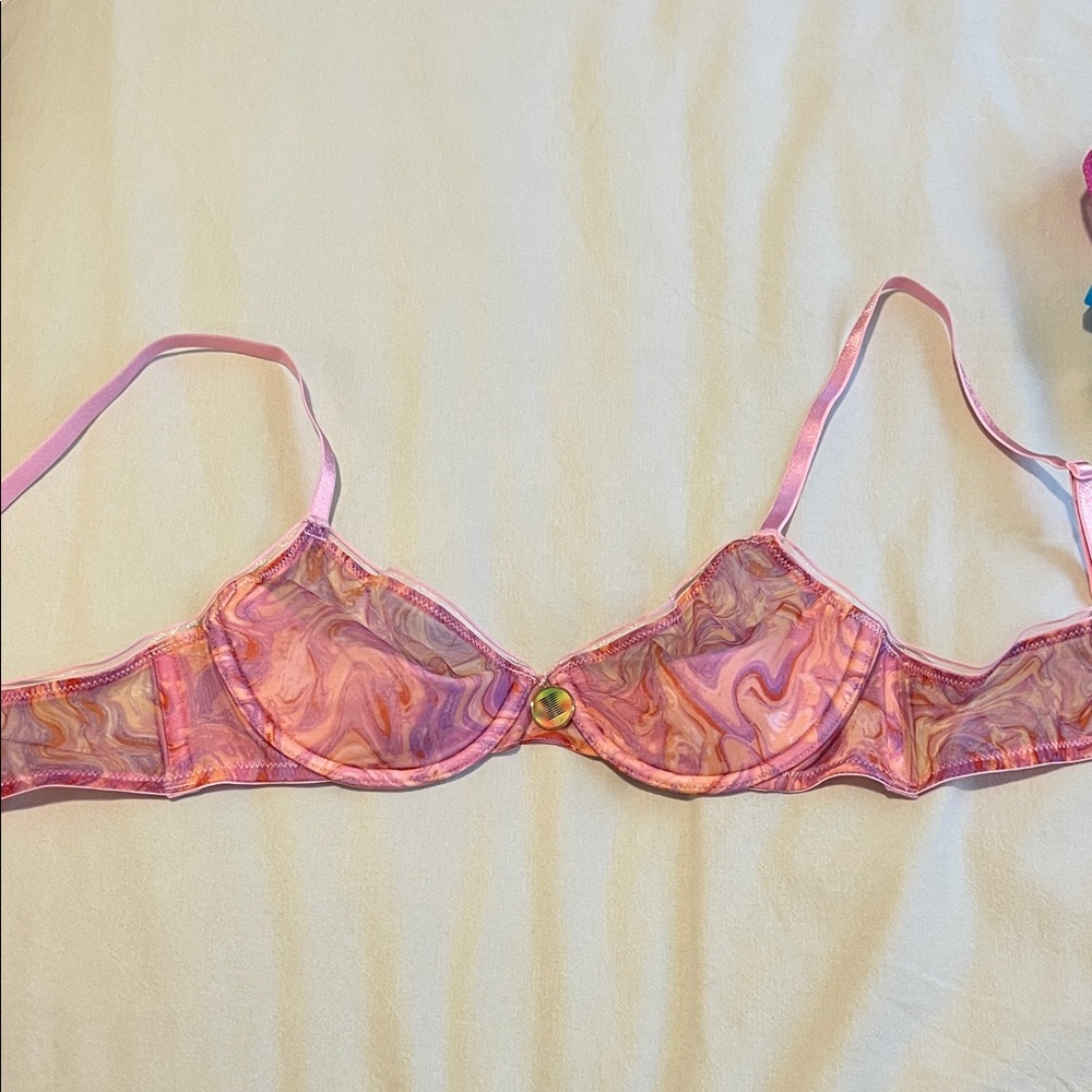 Savage X Fenty Pink and Orangle Marble Underwire Bra